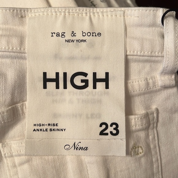 NWT rag & bone Jeans White Nina HighRise Ankle Skinny Retail $250 Size 23 - Picture 7 of 11